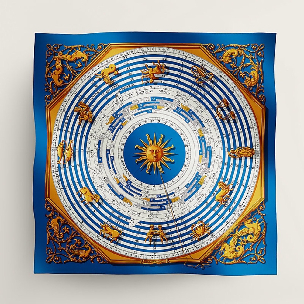 Hermès Blue Silk Scarf Astrologie forever scarf 90